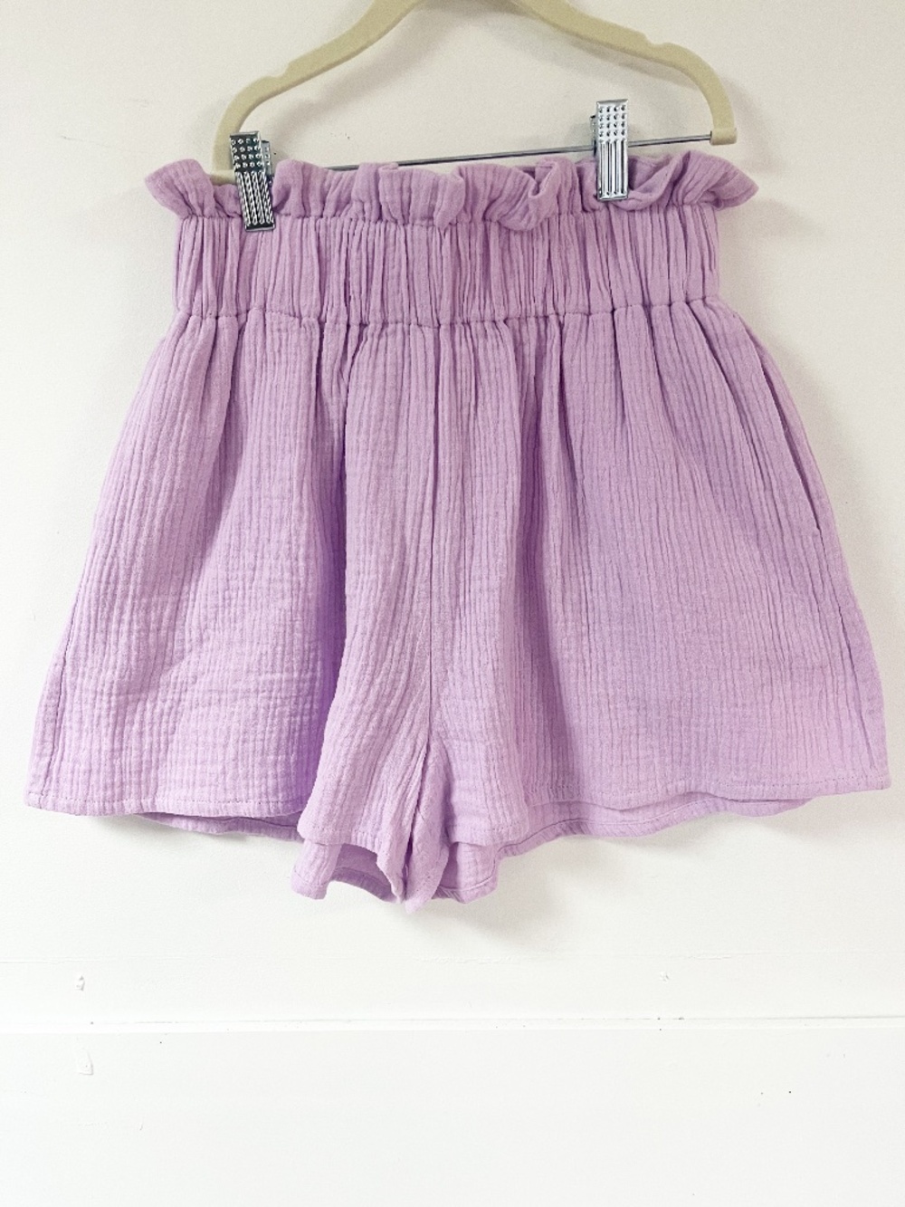 Mabel Purple Gauze Paper Gauze Shorts Size Small 100% Cotton